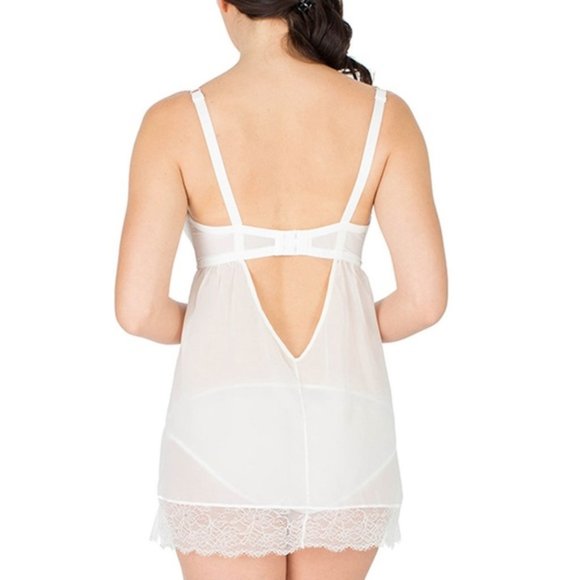 NEW WOMEN'S NIGHTY LINGERIE SIZE 32G 4D BOW DANGLE ACCENT FRILLY IVORY WHITE - Picture 2 of 8